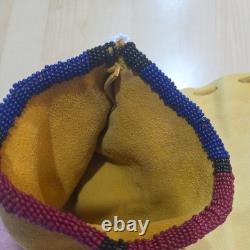 Vintage Native American Cree Beaded Deer Hide Pipe Bag