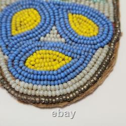 Vintage Native American Cree Indian Beaded Leather Pouch Floral Beads Handmade