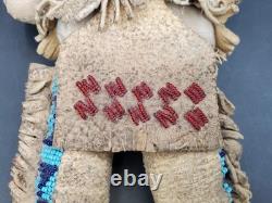 Vintage Native American Doll Beaded Sioux Indian W Leather Fringe 11 Tall