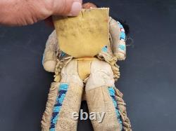 Vintage Native American Doll Beaded Sioux Indian W Leather Fringe 11 Tall
