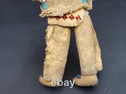 Vintage Native American Doll Beaded Sioux Indian W Leather Fringe 11 Tall