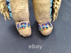 Vintage Native American Doll Beaded Sioux Indian W Leather Fringe 11 Tall Vintage Native American Doll Beaded Sioux Indian W Leather Fringe 11 Tall