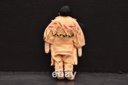 Vintage Native American Doll Beaded Sioux Indian W Leather Fringe 5.5 Tall