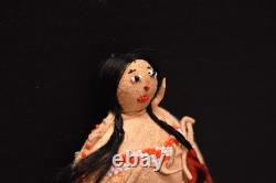 Vintage Native American Doll Beaded Sioux Indian W Leather Fringe 5.5 Tall