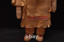 Vintage Native American Doll Beaded Sioux Indian W Leather Fringe 5.5 Tall