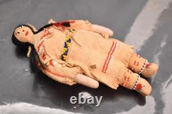 Vintage Native American Doll Beaded Sioux Indian W Leather Fringe 5.5 Tall