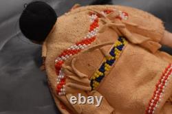 Vintage Native American Doll Beaded Sioux Indian W Leather Fringe 5.5 Tall
