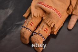 Vintage Native American Doll Beaded Sioux Indian W Leather Fringe 5.5 Tall