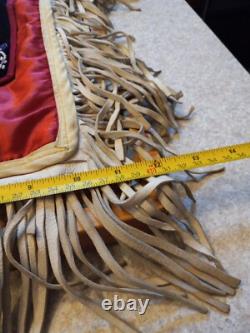 Vintage Native American Handmade Arm Sash Chest Plate Beaded Leather Fringe Old