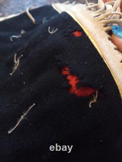 Vintage Native American Handmade Arm Sash Chest Plate Beaded Leather Fringe Old