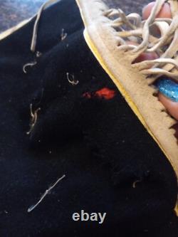 Vintage Native American Handmade Arm Sash Chest Plate Beaded Leather Fringe Old