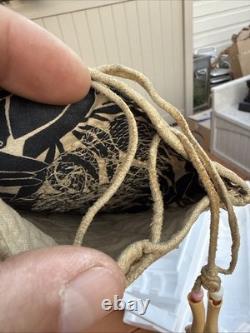 Vintage Native American Handmade Beaded Deerskin Leather Drawstring Pouch Bag