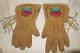 Vintage Native American Handmade Beaded Hide Gauntlet Gloves /Yakama/11/Flower