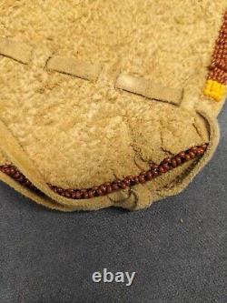 Vintage Native American Handmade Beaded Hide Pipe Bag