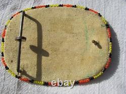 Vintage Native American Handmade Beaded Orange Eagle Thunderbird Belt Buckle