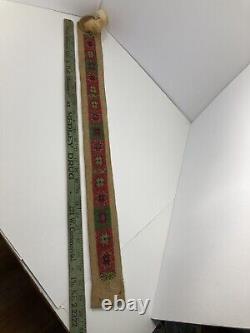 Vintage Native American Handmade Beaded Real Leather Sash- Red & Green