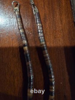 Vintage Native American Heishi Beaded Necklace & Shell Pendant rare