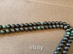 Vintage Native American Huge Silver pendant Moon Child /silver Bead necklace