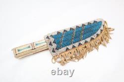 Vintage Native American Indian Beaded Knife Dagger W Sheath Plains Sioux 7