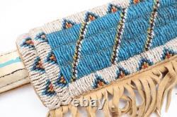 Vintage Native American Indian Beaded Knife Dagger W Sheath Plains Sioux 7