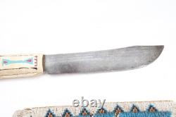 Vintage Native American Indian Beaded Knife Dagger W Sheath Plains Sioux 7