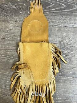 Vintage Native American Indian Beaded Leather Hide Pouch Medicine Bag 41