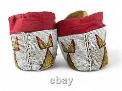 Vintage Native American Indian Blackfeet Beaded Hide Moccasins Early 20th C