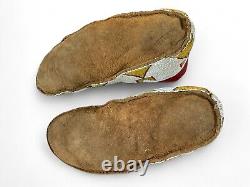 Vintage Native American Indian Blackfeet Beaded Hide Moccasins Early 20th C