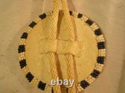 Vintage Native American Indian Lakota Beaded Leather Bolo Tie