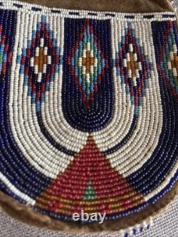 Vintage Native American Indian Leather Hide Beaded Medicine Tobacco Bag Pouch