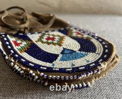 Vintage Native American Indian Leather Hide Beaded Medicine Tobacco Bag Pouch