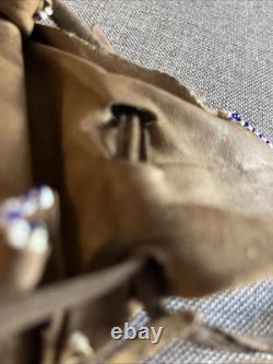 Vintage Native American Indian Leather Hide Beaded Medicine Tobacco Bag Pouch