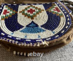 Vintage Native American Indian Leather Hide Beaded Medicine Tobacco Bag Pouch