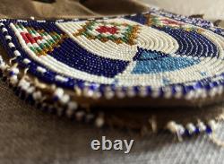 Vintage Native American Indian Leather Hide Beaded Medicine Tobacco Bag Pouch