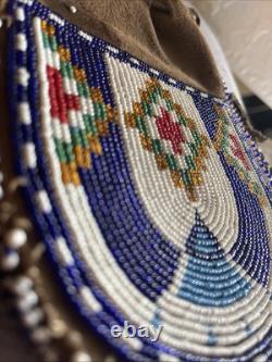 Vintage Native American Indian Leather Hide Beaded Medicine Tobacco Bag Pouch