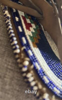 Vintage Native American Indian Leather Hide Beaded Medicine Tobacco Bag Pouch