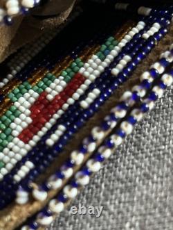 Vintage Native American Indian Leather Hide Beaded Medicine Tobacco Bag Pouch