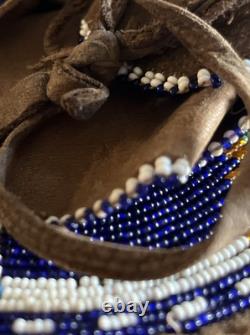 Vintage Native American Indian Leather Hide Beaded Medicine Tobacco Bag Pouch