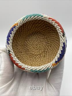 Vintage Native American Indian Paiute Beaded Basket