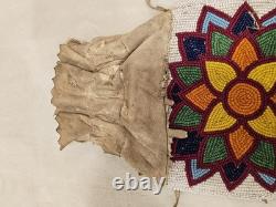 Vintage Native American Indian Suede Beaded Floral Medicine/Tobacco Bag Damaged
