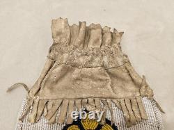 Vintage Native American Indian Suede Beaded Floral Medicine/Tobacco Bag Damaged