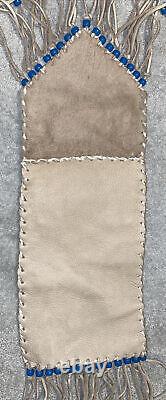 Vintage Native American Leather Fringe Beaded Bag
