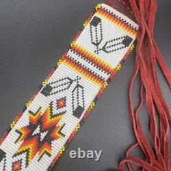 Vintage Native American Matching Beaded Belt Sash Strap And Wrist Arm Bands