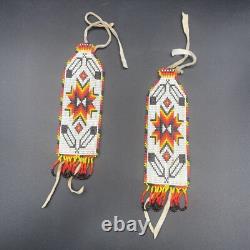 Vintage Native American Matching Beaded Belt Sash Strap And Wrist Arm Bands