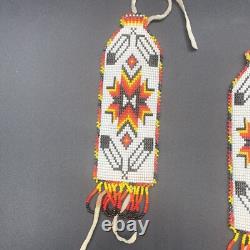 Vintage Native American Matching Beaded Belt Sash Strap And Wrist Arm Bands