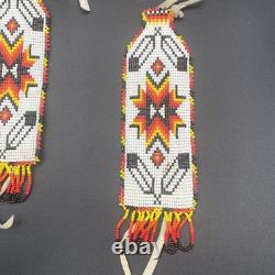 Vintage Native American Matching Beaded Belt Sash Strap And Wrist Arm Bands