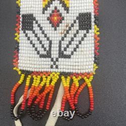 Vintage Native American Matching Beaded Belt Sash Strap And Wrist Arm Bands