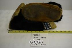 Vintage Native American Moccasins Boots Beaded Pattern With Fur Blue White