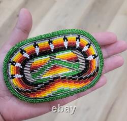 Vintage Native American Multicolor Beaded Belt Buckle