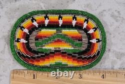 Vintage Native American Multicolor Beaded Belt Buckle